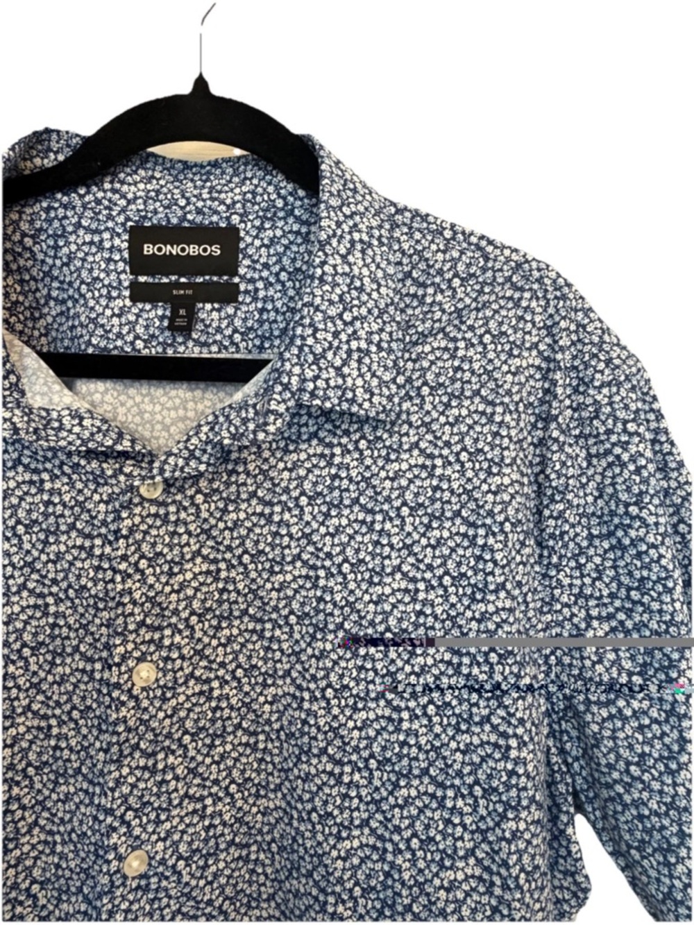 Bonobos Slim Fit Short Sleeve Button Down Shirt XL Blue White Floral - Picture 5 of 7